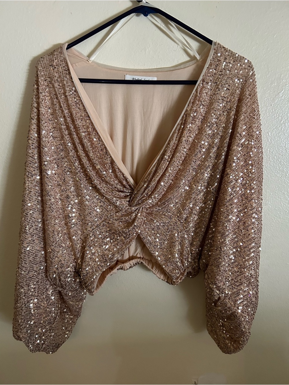 Mustard Seed Rose Gold Sequin Twist Front Hoodie